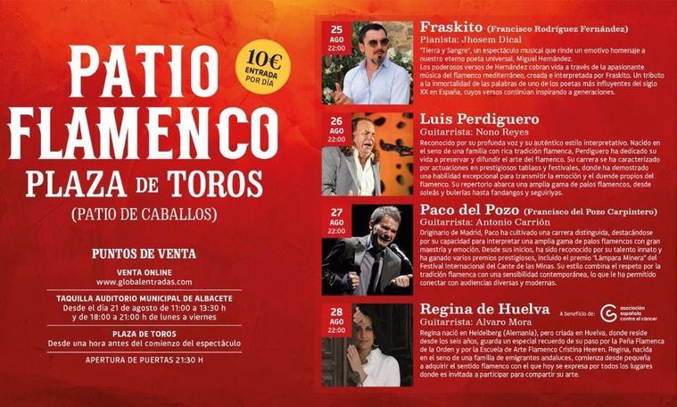 Una nueva edición de 'Patio Flamenco' arranca este domingo en Albacete con el cantante Fraskito y hasta el 28 de agosto