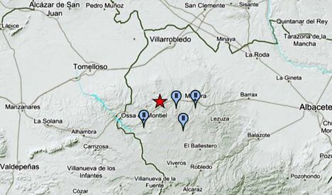 Se han producido varios terremotos de magnitud 3.2 en algunas localidades de Albacete con epicentro cerca de Ossa de Montiel 