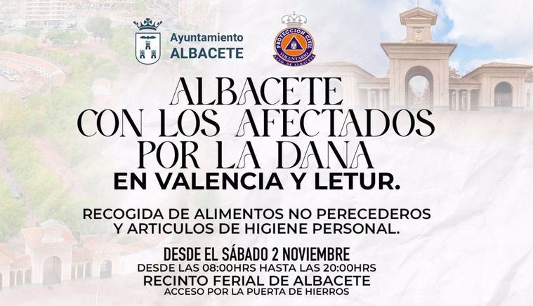 Temporal.- Albacete abre su Recinto Ferial para recoger alimentos, artículos de higiene y de limpieza para Letur y Valencia