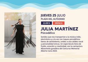 La música de Julia Martínez llega este jueves a la Plaza del Altozano